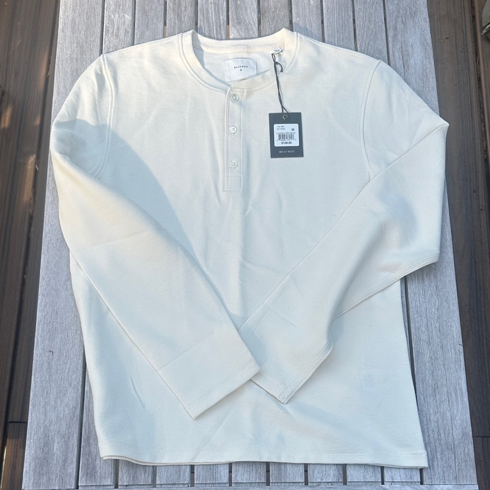Billy Reid Cream Long-Sleeve Henley